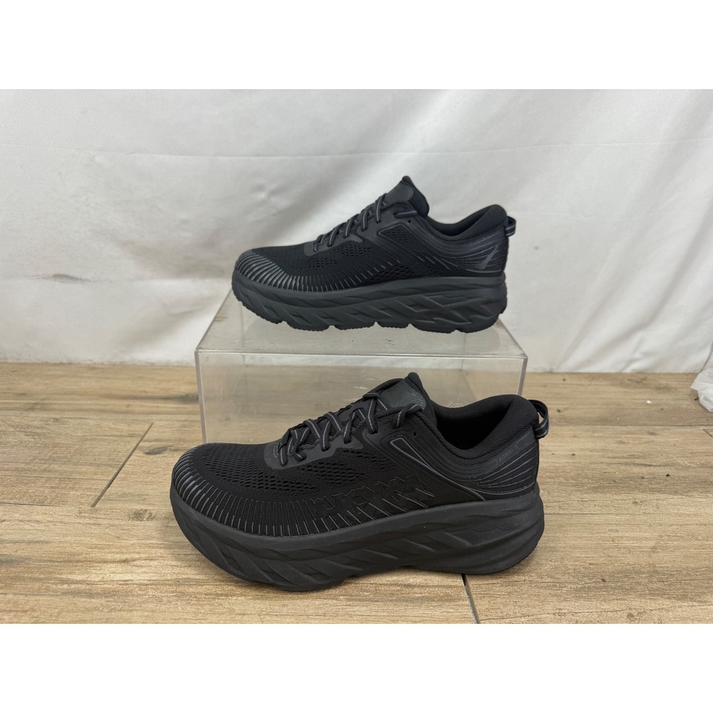 Hoka One One Bondi 7 Black Running Shoes Womens 7.5 Wide 1110531 BBLC Sneaker - Picture 2 of 9